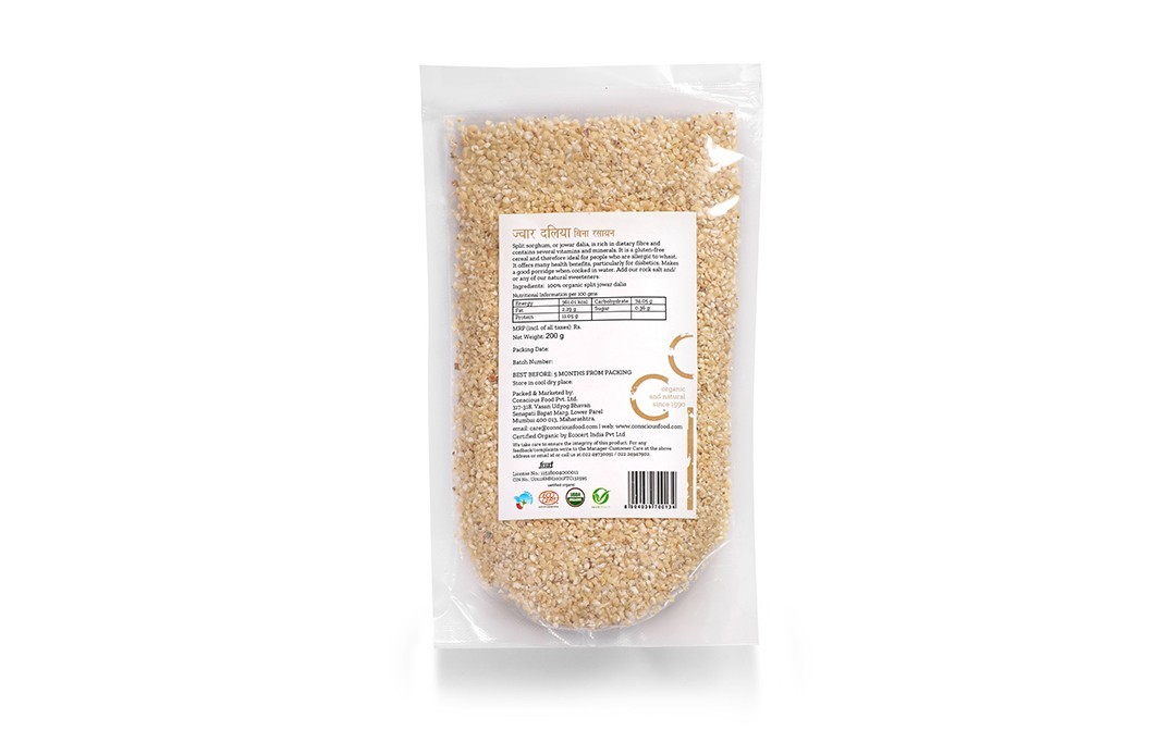 Conscious Food Split Sorghum Jowar Dalia Organic   Pack  200 grams